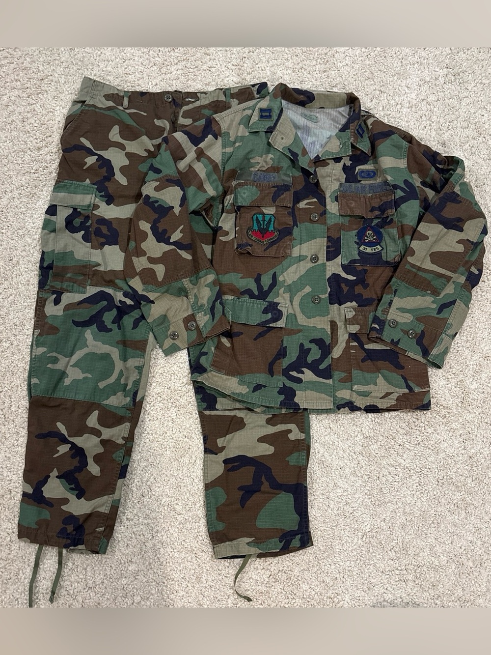 Vintage USAF Woodland BDU Military Uniform Set 31 TES Combat Sz Medium Regular